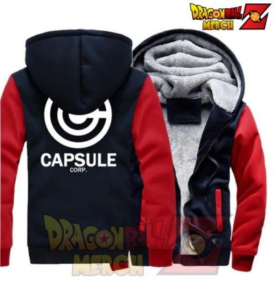 Dbz Capsule Corp Fleece Jacket Red Navy Blue / S