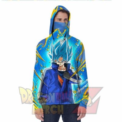 Goku Blue Hoodie With Face Mask S Fashion - Aop