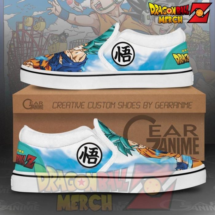 Goku Blue Slip-On Shoes Dragon Ball Custom Anime Pn11 Slip-On