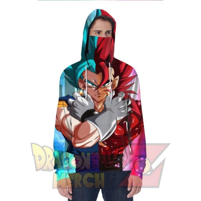 Goku Ssj4 & Vegito Hoodie With Face Mask S Fashion - Aop