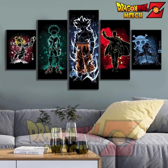 5 Pieces Goku & Anime Hero Canvas Wall Art