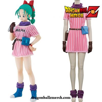 New Bulma Cosplay Costume Pink Dress