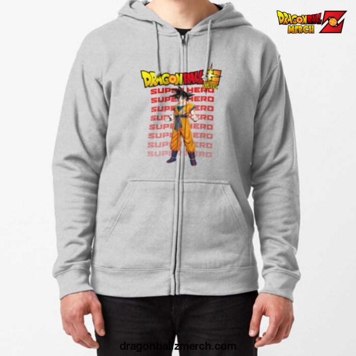 Dragon Ball Super Hero Goku Zipped Hoodie Gray / S