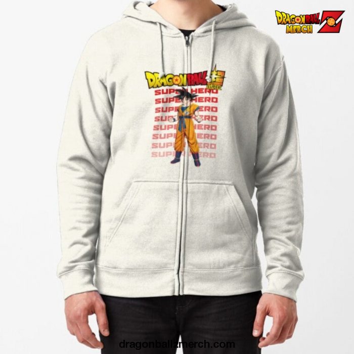 Dragon Ball Super Hero Goku Zipped Hoodie White / S