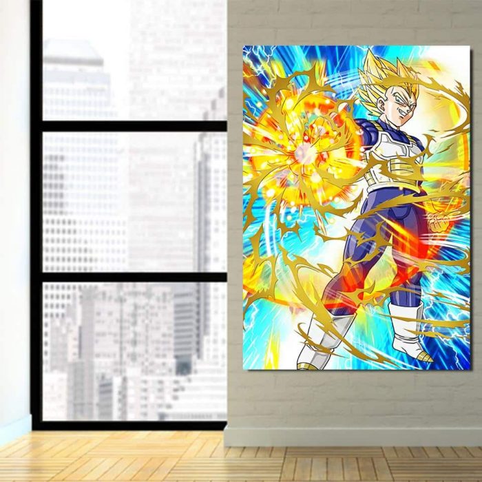 3 DBZ Vegeta Powerful Fire Aura Release 1Pc Canvas Print - Dragon Ball Z Store