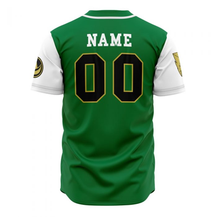 Personalized Dragonzords Green PR AOP Baseball Jersey BACK Mockup - Dragon Ball Z Store